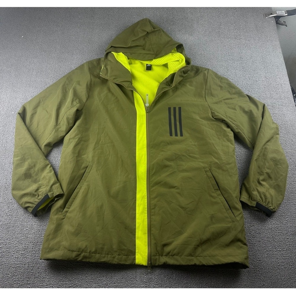 Adidas Jacket Men XL Green W.N.D. Hooded Full Zip Primeblue GL8692 Sportswear